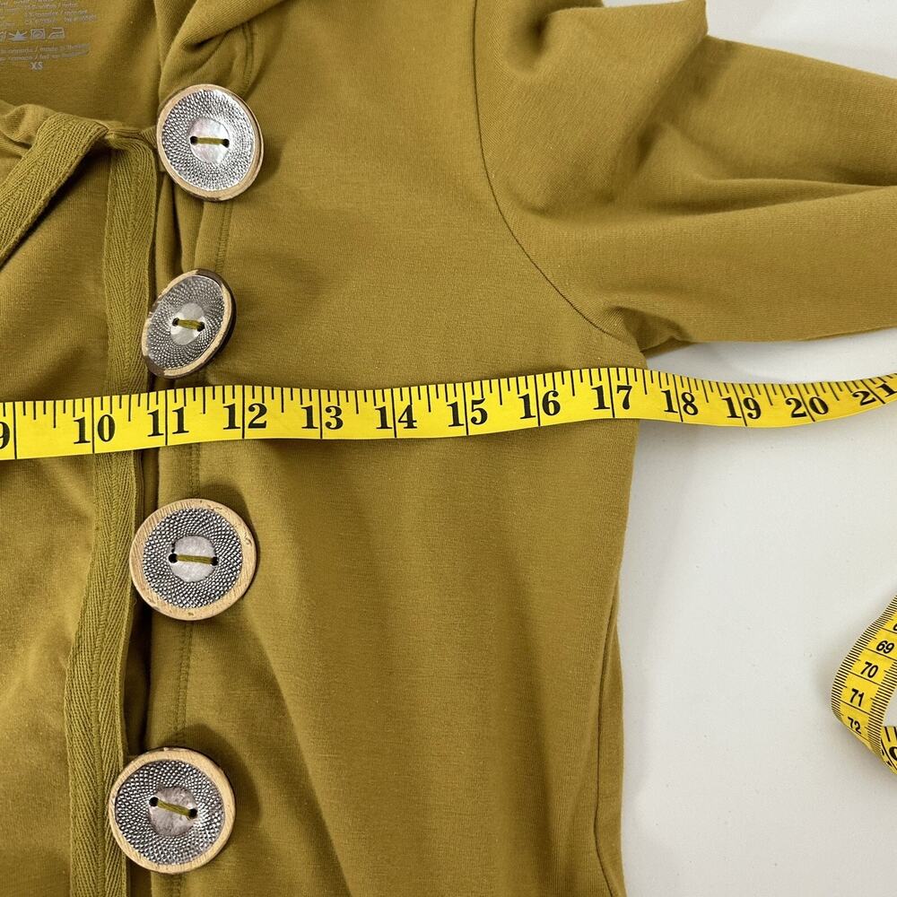 Neon Buddha Cardigan‎ Sweatshirt Womens XS Mustard Yellow Oversized Buttons Art - Picture 7 of 12